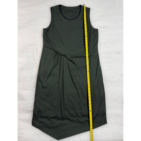 Elie Tahari Womens Green Asymmetrical Dress M Sleeveless Minimalist Chic Ruching - Picture 6 of 9